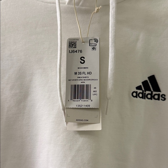Adidas Men's White Hoodie with Black Accents - Picture 2 of 6